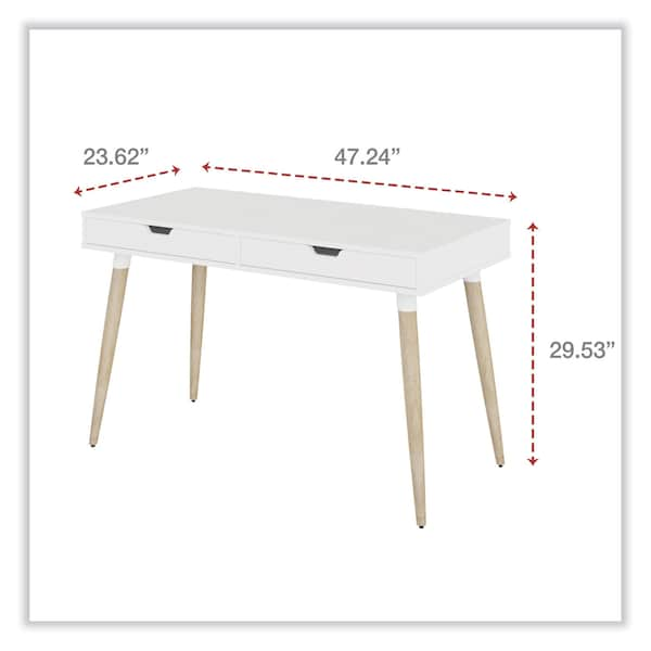 Desks, 23.62 D X 29.53 H, White/Beigewood, 47.24 W X